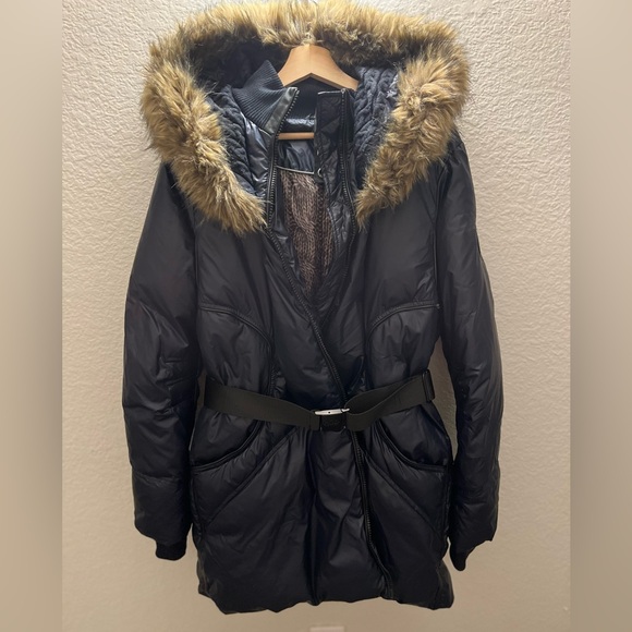 RUDSAK RUD Down Parka Jacket Faux Fur Hood Belted Sz XXL Ski City Winter Luxury - Picture 2 of 12